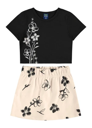 Bee Loop - Conjunto Cropped Short-Saia Preto - BEE LOOP