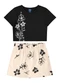 Bee Loop - Conjunto Cropped Short-Saia Preto - variação:  