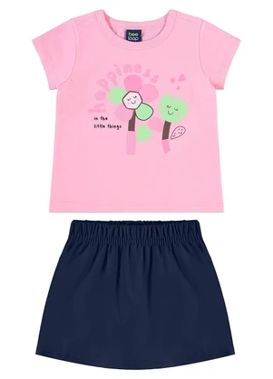 Bee Loop - Conjunto Infantil Flor Feliz Rosa - BEE LOOP