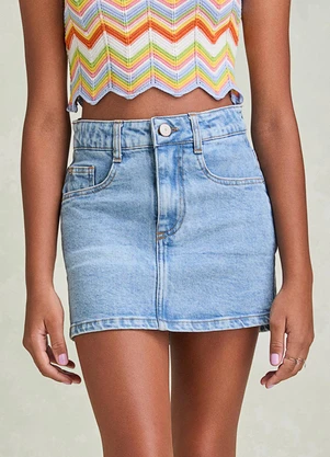 I Am - Saia Básica Jeans Azul - I AM