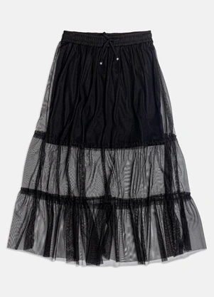 I Am - Saia Black Midi de Tule Preto - I AM