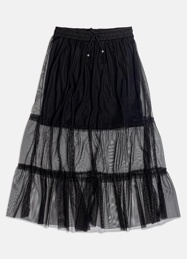 I Am - Saia Black Midi de Tule Preto