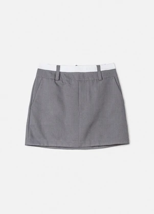 Authoria - Saia Cinza com Risca de Giz Cinza - AUTHORIA