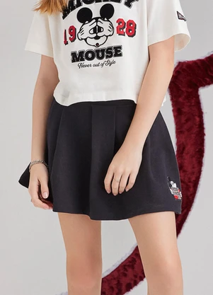 I Am - Saia com Pregas do Mickey Preto - I AM