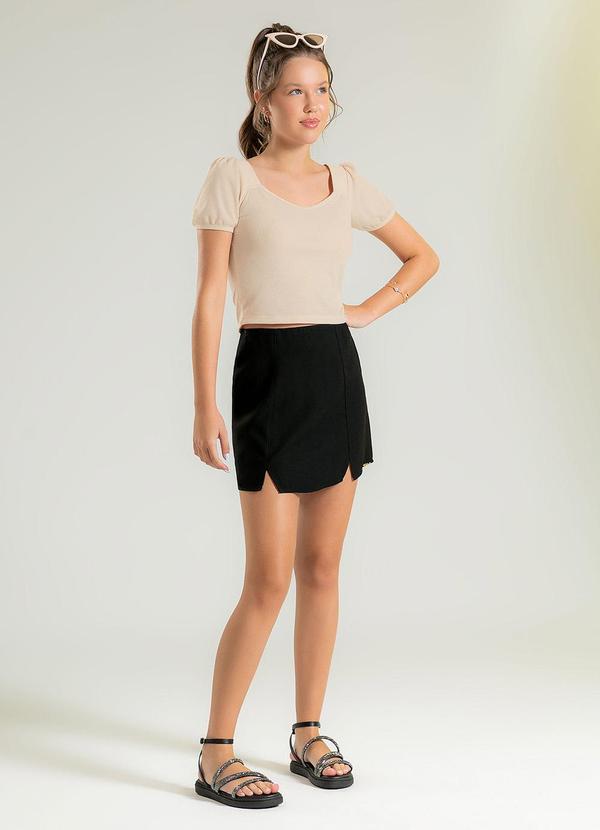 Cativa Teen - Saia Curta Tecido Plano Preto 3