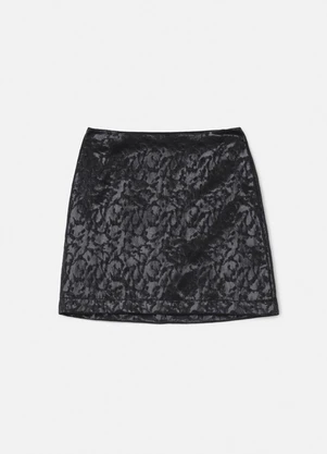 Authoria - Saia de Jacquard Preta Texturizada Preto - AUTHORIA