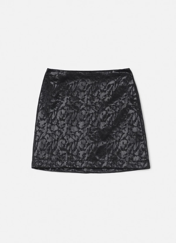 Authoria - Saia de Jacquard Preta Texturizada Preto 2