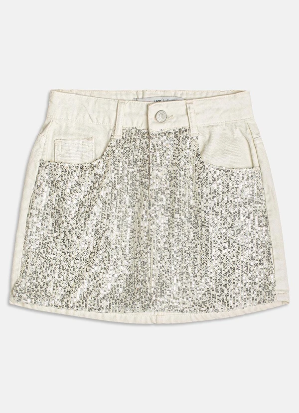 I Am - Saia de Sarja com Paetê Off White 5