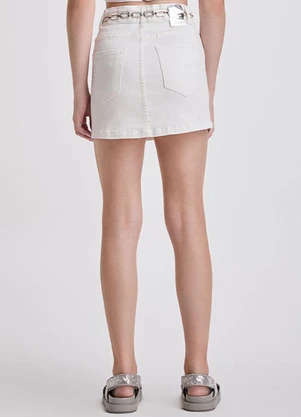 I Am - Saia de Sarja Off White com Strass Branco - I AM