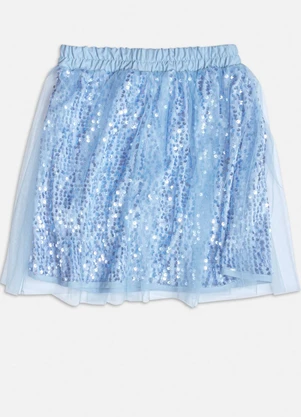 Momi - Saia de Tule Azul com Paetê Azul - MOMI
