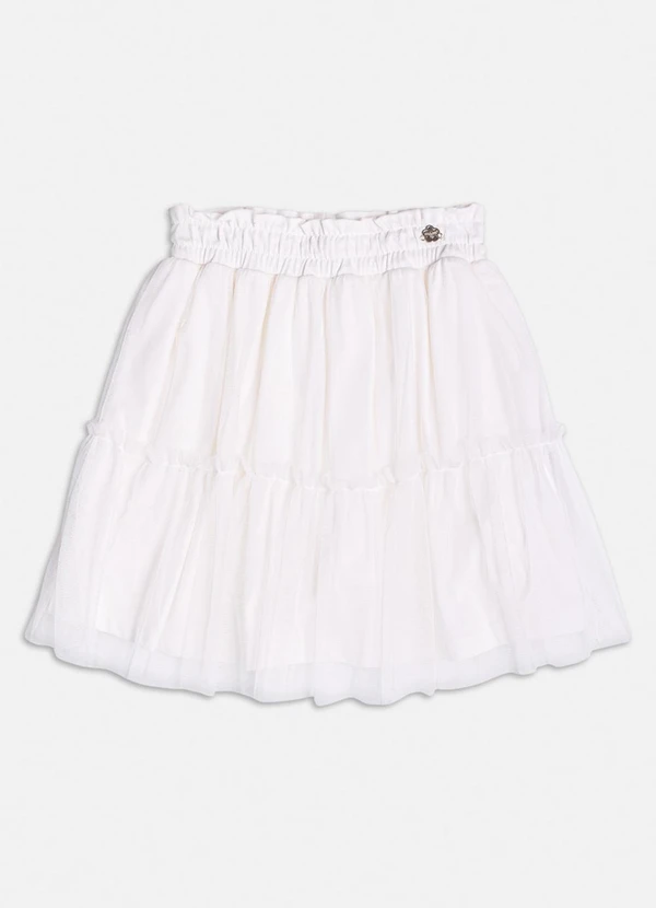 Momi - Saia de Tule com Babados Branco