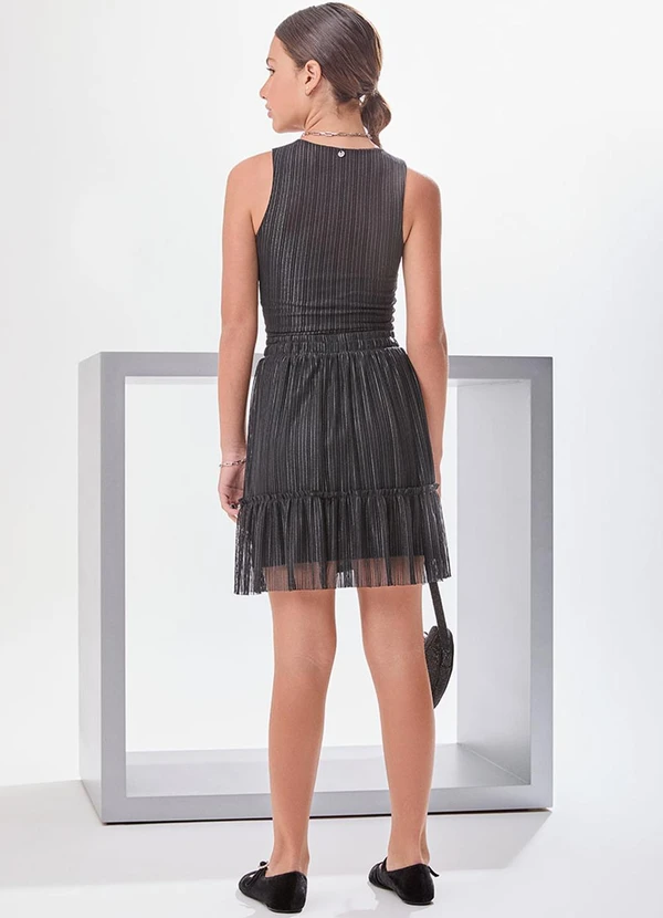 I Am - Saia de Tule com Babados Preto 4