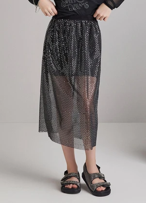 I Am - Saia de Tule com Paetê Preto - I AM