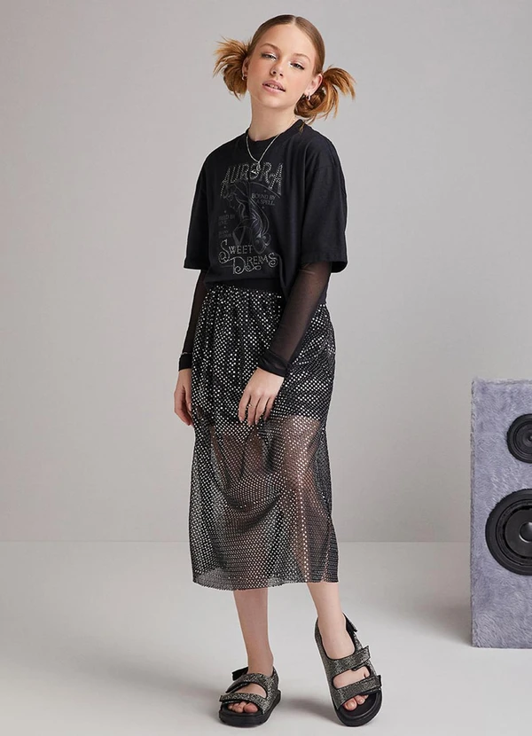 I Am - Saia de Tule com Paetê Preto 3