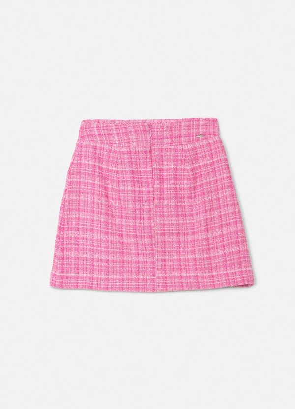 Authoria - Saia de Tweed Rosa Xadrez Rosa 2