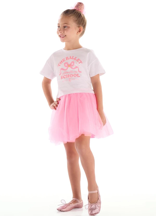 Quimby - Saia e Rede de Cabelo em Tule Rosa