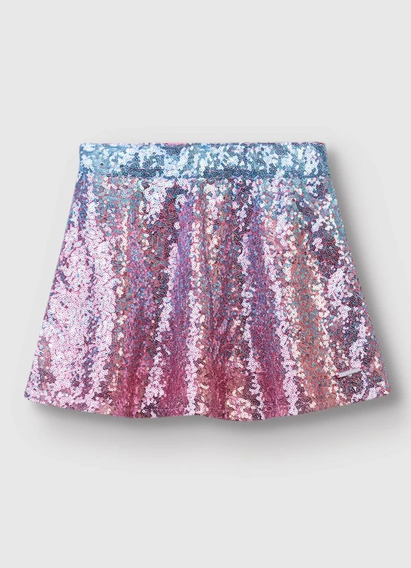 Carinhoso - Saia Evasê em Lantejoulas Degradê Rosa