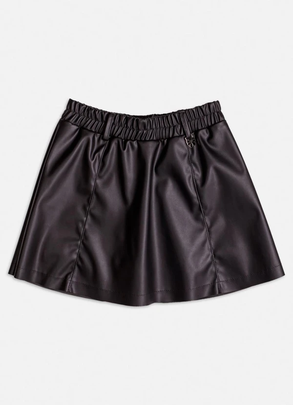 Momi - Saia Fake Leather com Pingente Preto 3