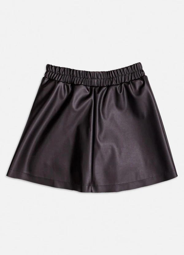 Momi - Saia Fake Leather com Pingente Preto 4