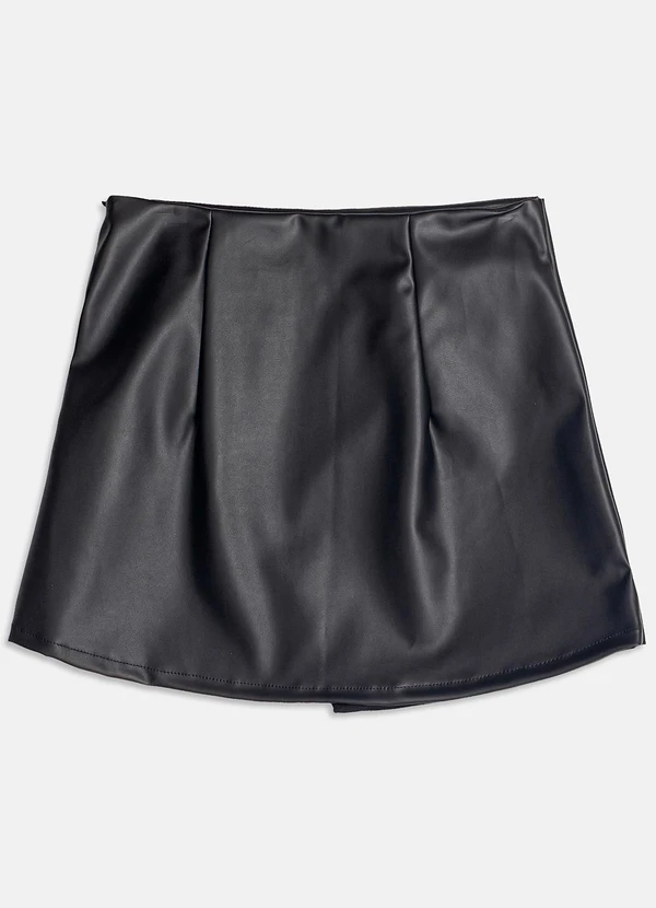 I Am - Saia Fake Leather com Transpasse Preto 4
