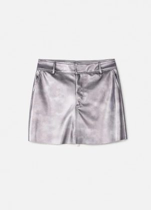 Authoria - Saia Fake Leather Prata Metalizado Chumbo - AUTHORIA