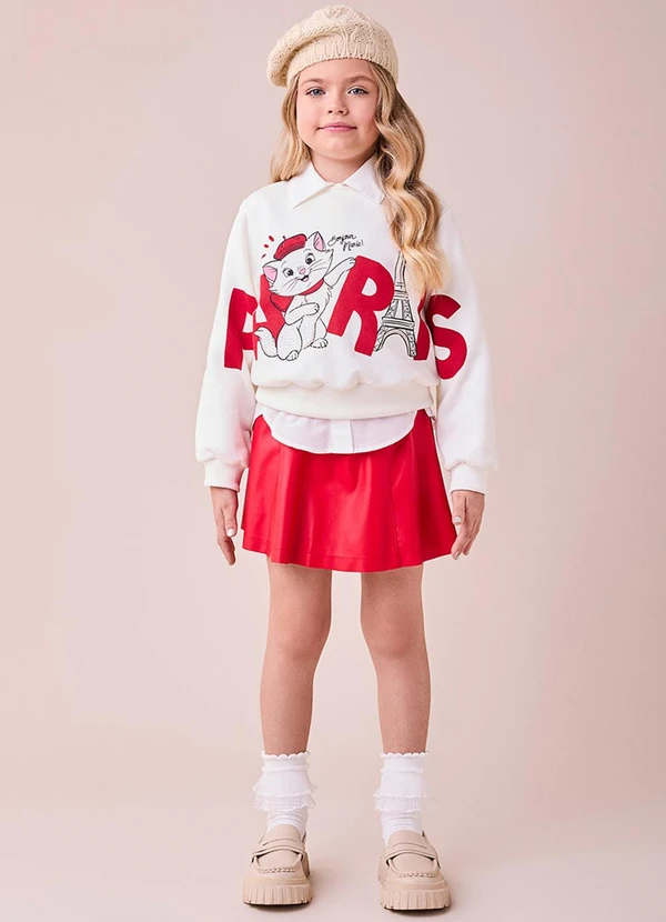 Momi - Saia Fake Leather Vermelha com Pingente Vermelho 3