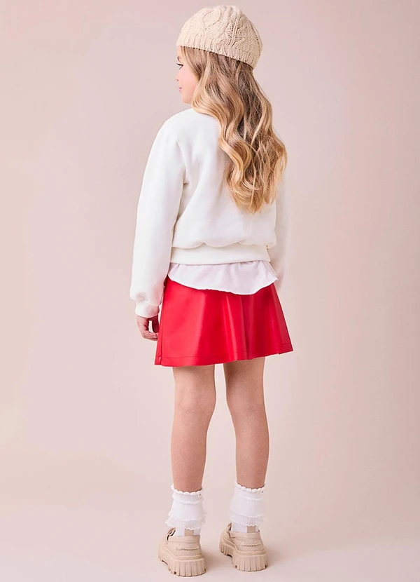 Momi - Saia Fake Leather Vermelha com Pingente Vermelho 4