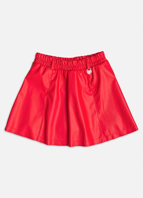 Momi - Saia Fake Leather Vermelha com Pingente Vermelho 5