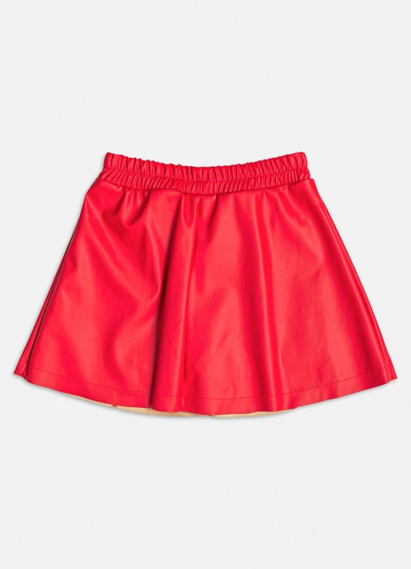 Momi - Saia Fake Leather Vermelha com Pingente Vermelho 6