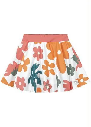 Lilica Ripilica - Saia Floral Tecido Crepe Infantil Laranja - LILICA RIPILICA