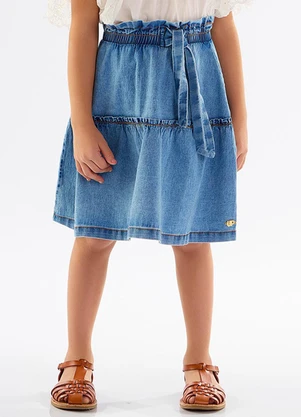 Up Baby - Saia Infantil em Jeans com Elastano Azul - UP BABY