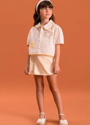 Bugbee - Saia Infantil em Sarja Lavanderia Amarelo - BUGBEE