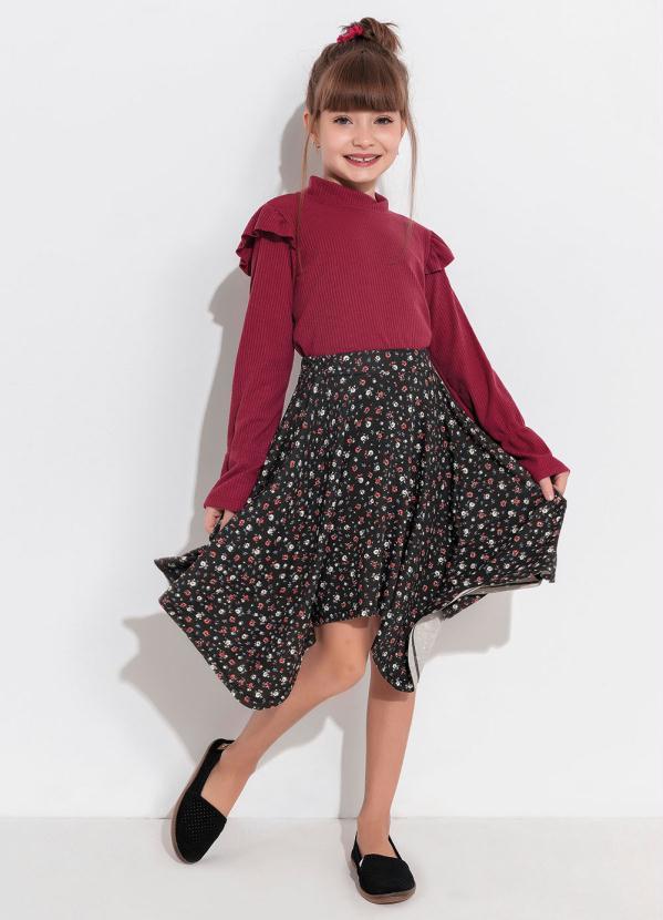 Outlet - Saia Infantil Floral Dark com Pontas 3