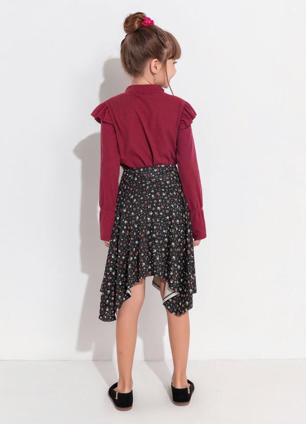 Outlet - Saia Infantil Floral Dark com Pontas 2
