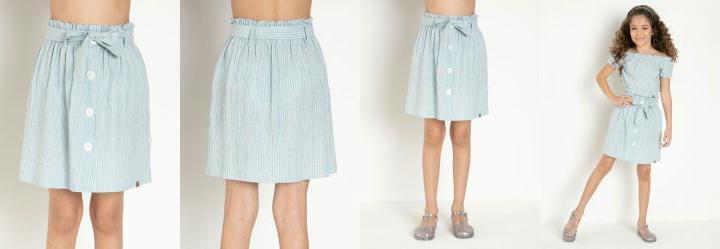 Saia Infantil Listrada Azul com Faixa