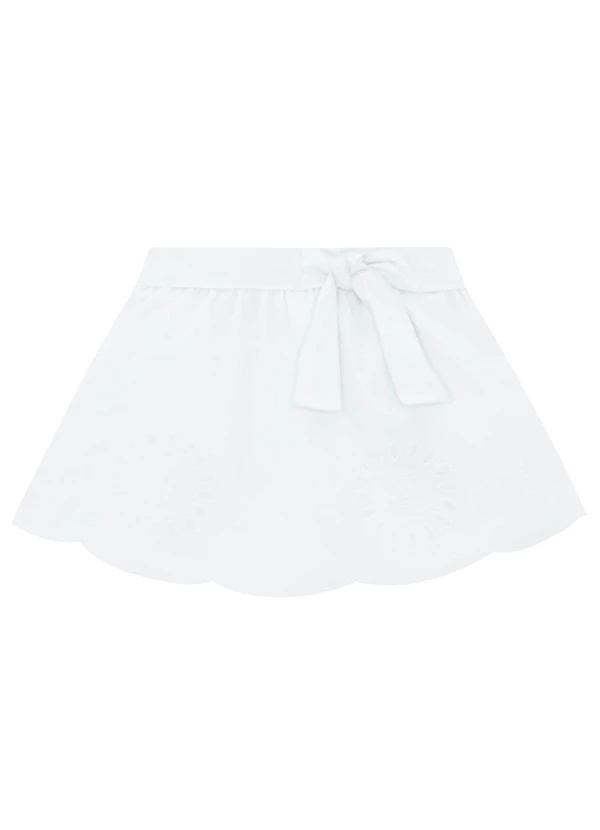 Milon - Saia Infantil Menina Bordado Branco