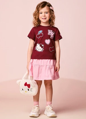 Momi - Saia Infantil Menina em Sarja Rosa - MOMI