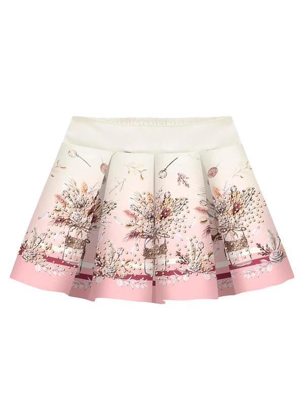 Milon - Saia Infantil Menina Flores Off White