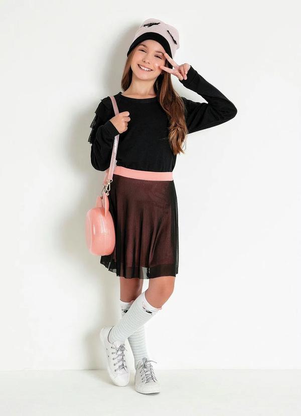 Outlet - Saia Infantil Rosa/Preto com Tule 3