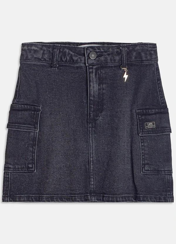 I Am - Saia Jeans Cargo Black Preto