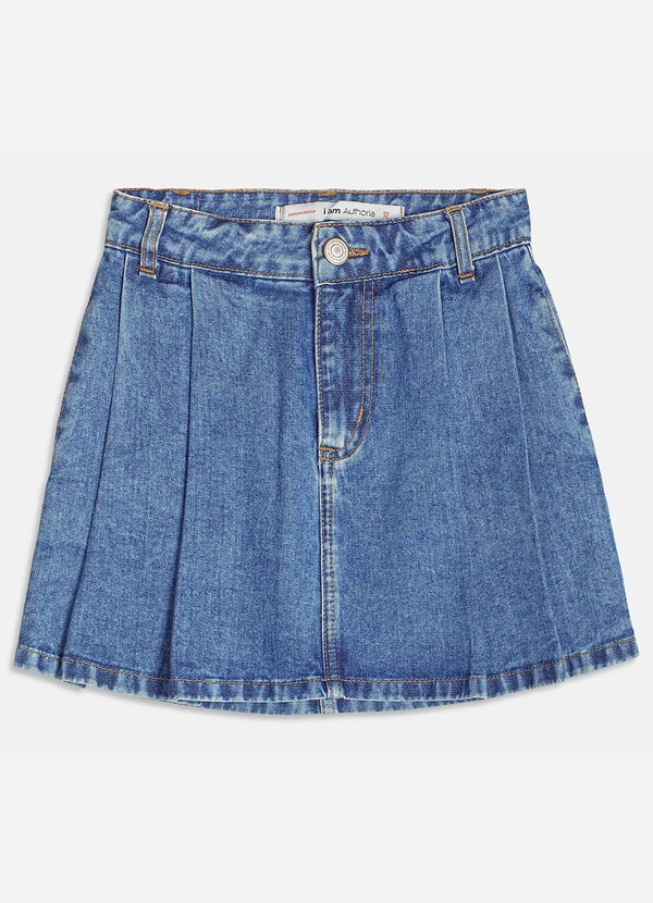 I Am - Saia Jeans com Pregas Azul 5