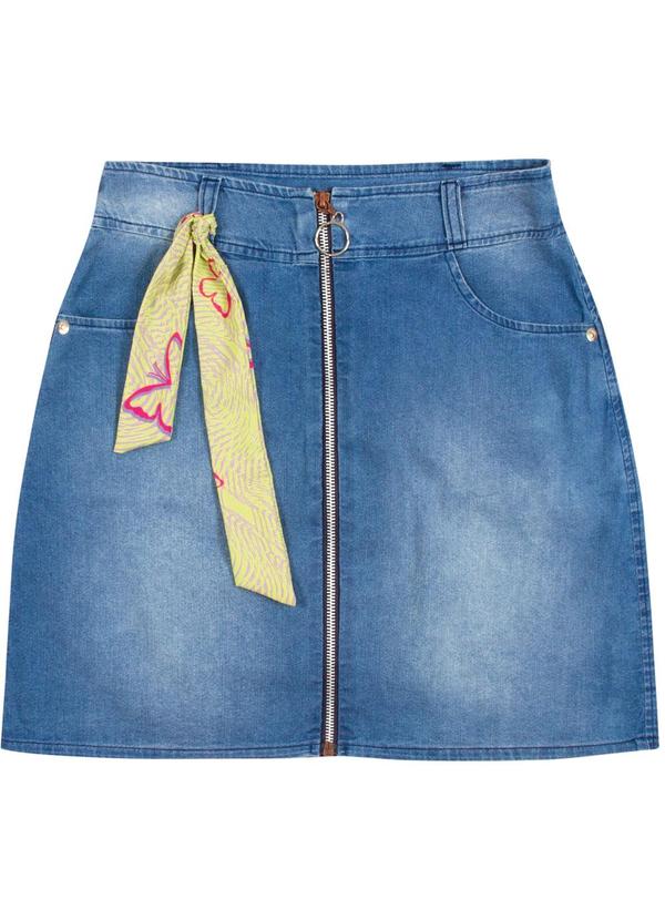 Cativa Teen - Saia Jeans com Zíper Azul