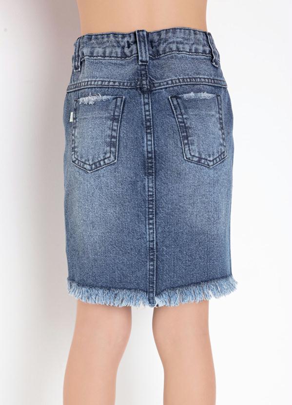 Outlet - Saia Jeans Infantil Azul Médio com Rasgados 2