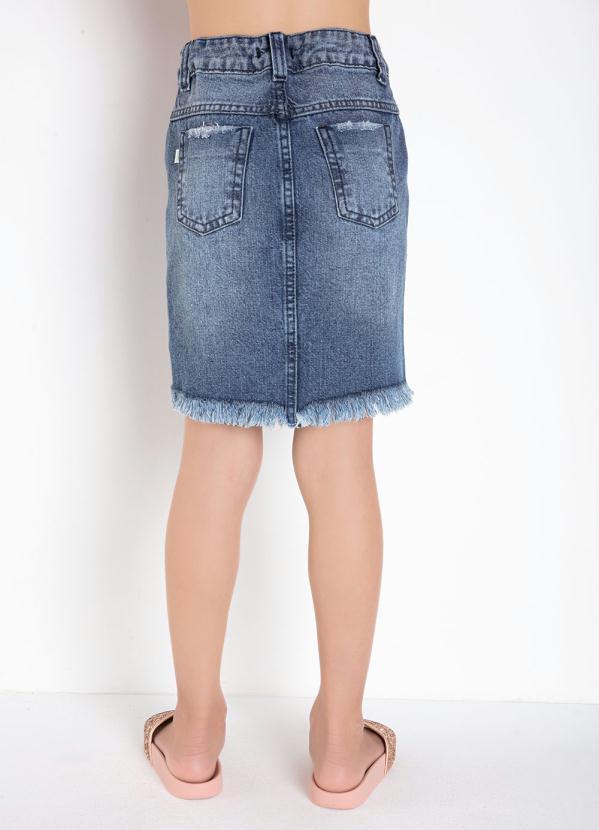 Outlet - Saia Jeans Infantil Azul Médio com Rasgados 5