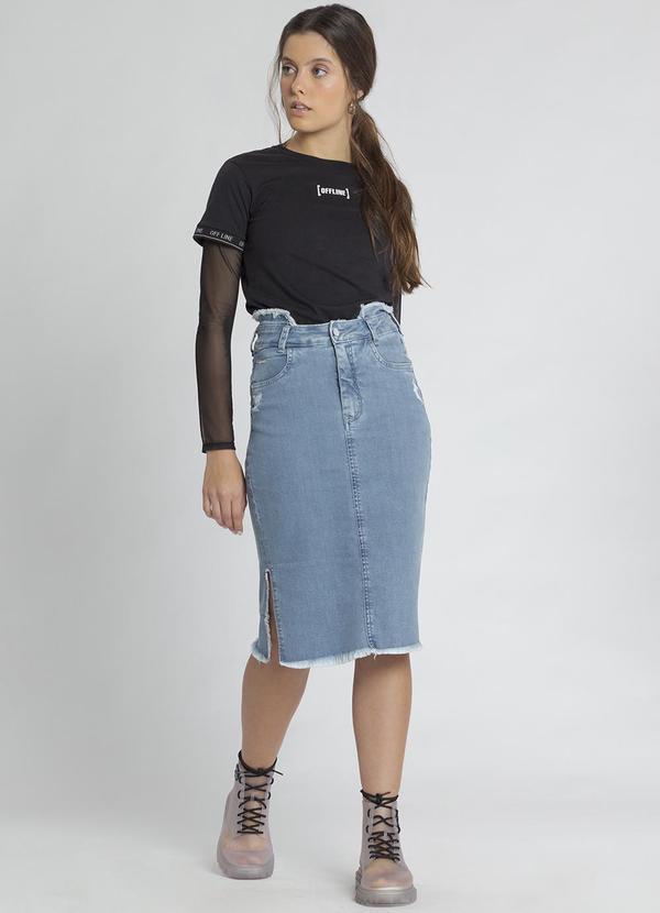 Sun Place - Saia Jeans Midi Juvenil Lycra Azul 3