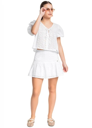 Gloss - Saia Juvenil em Laise Branco - GLOSS