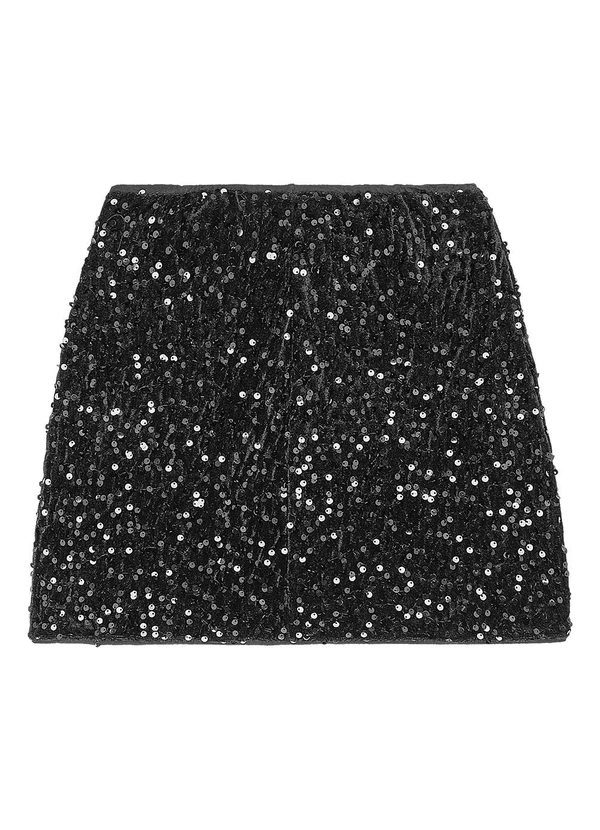 Gloss - Saia Juvenil Veludo em Paetê Forrado Preto 3