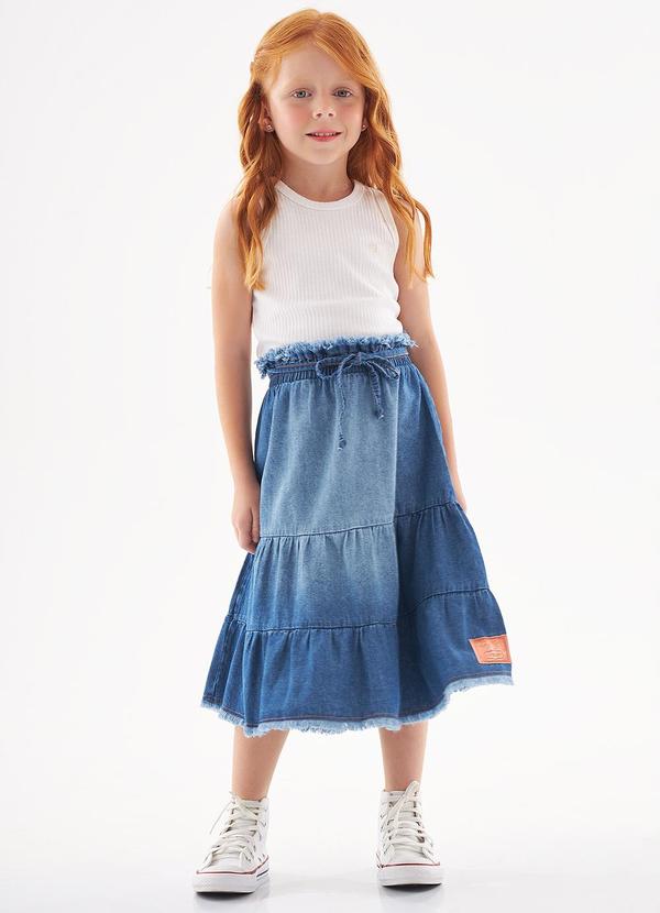 Up Baby - Saia Midi em Jeans Infantil Azul 4