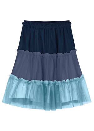 Trick Nick - Saia Midi Infantil de Tule com Babados Azul - TRICK NICK