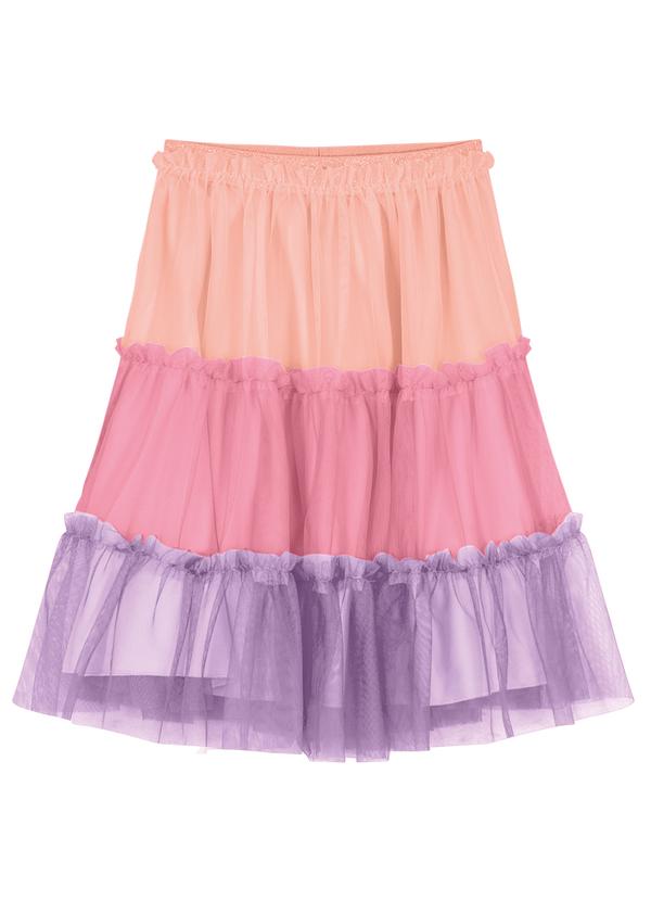Trick Nick - Saia Midi Infantil de Tule com Babados Rosa